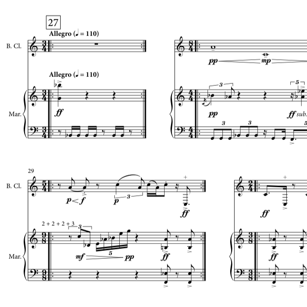 Small selection of notated score